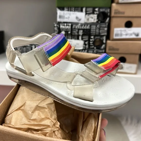 Mini Melissa Papete + Rider Beige / Rainbow - Picture 5 of 6